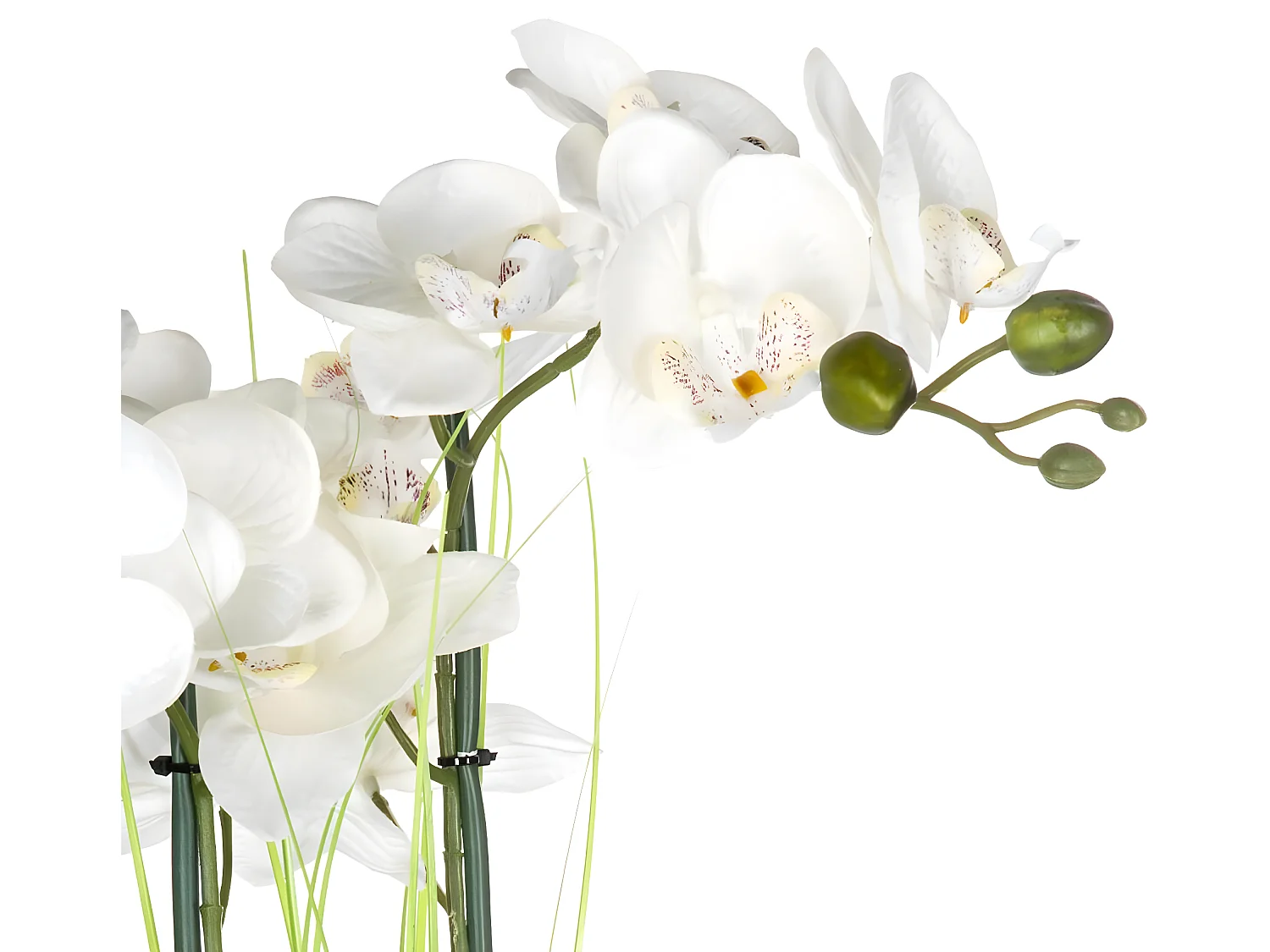 Plante artificielle Orchidée dans un pot en céramique argent H 53 cm