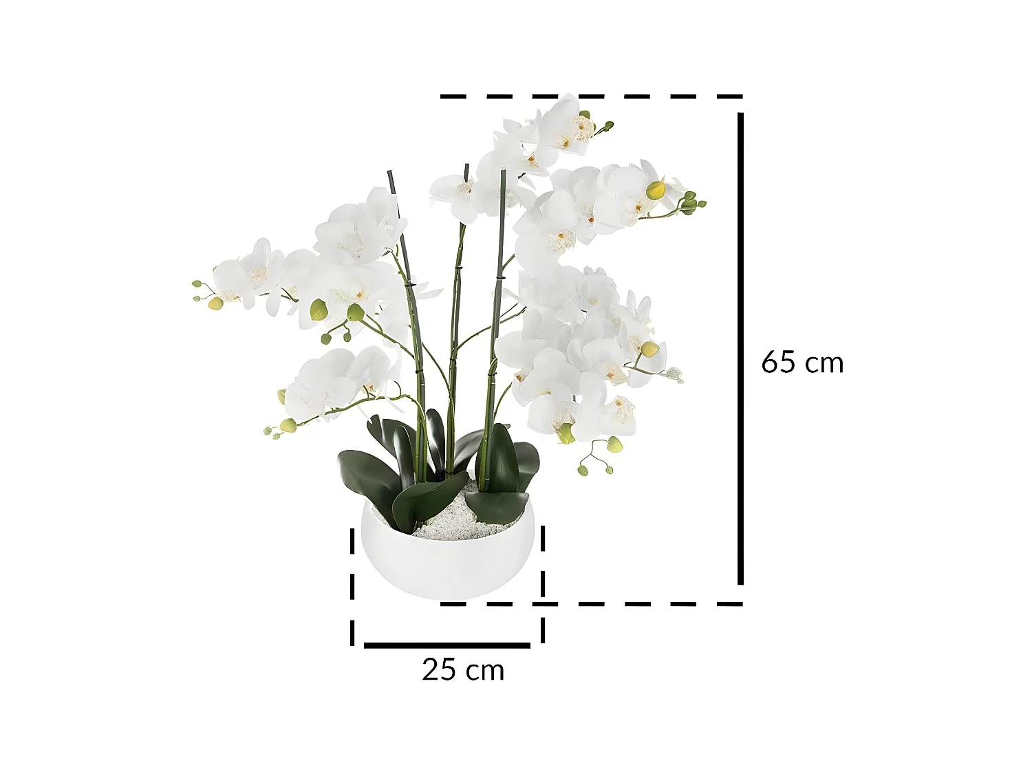 Plante artificielle Orchidée dans Pot en céramique blanche H 62 cm