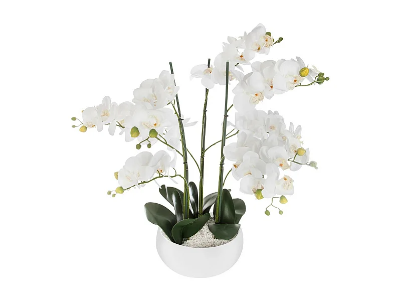 Plante artificielle Orchidée dans Pot en céramique blanche H 62 cm