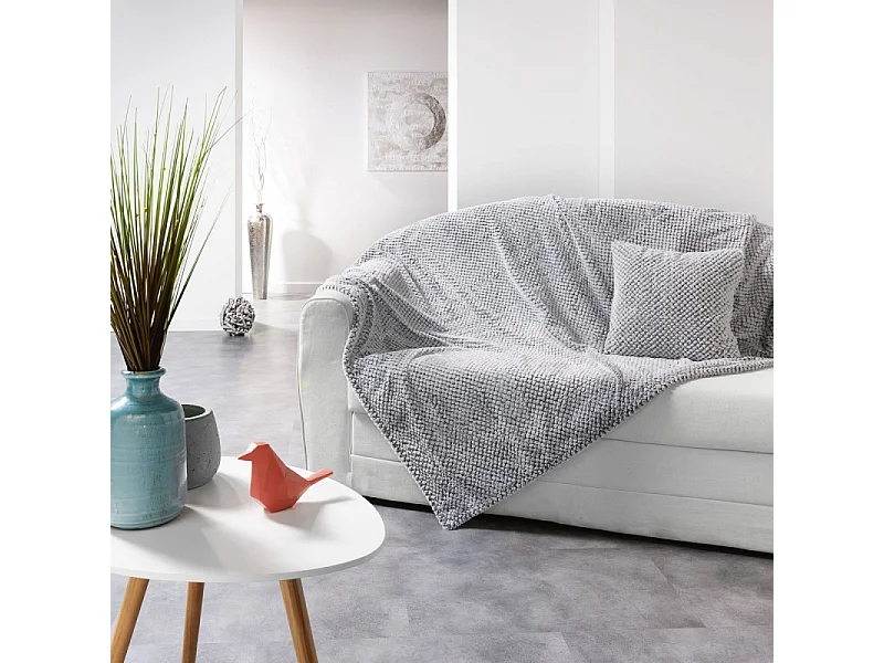 Coussin Imitation Fourrure "Yuma" 40x40cm Gris