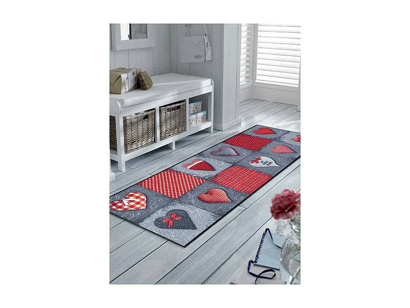 Paillasson 50x75 tissé motif traditionnel SWITOM gris