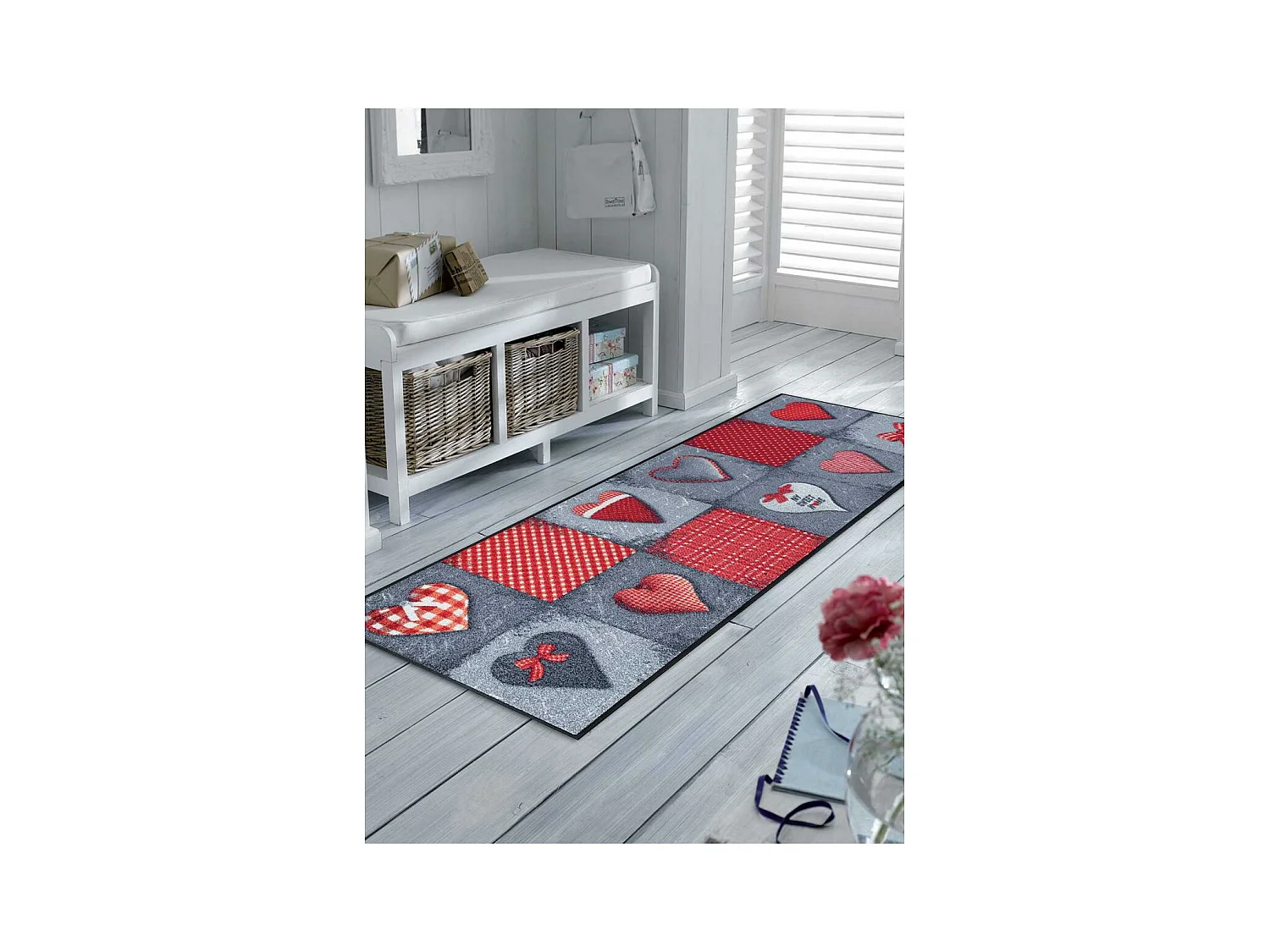 Paillasson 50x75 tissé motif traditionnel SWITOM gris