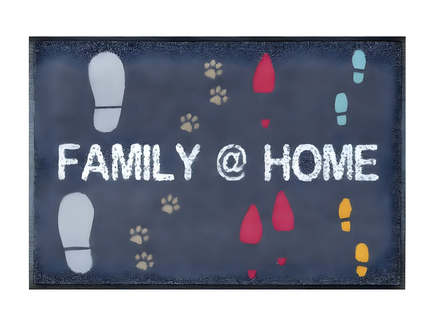 Paillasson 50x75 tissé motif texte FAMOME gris