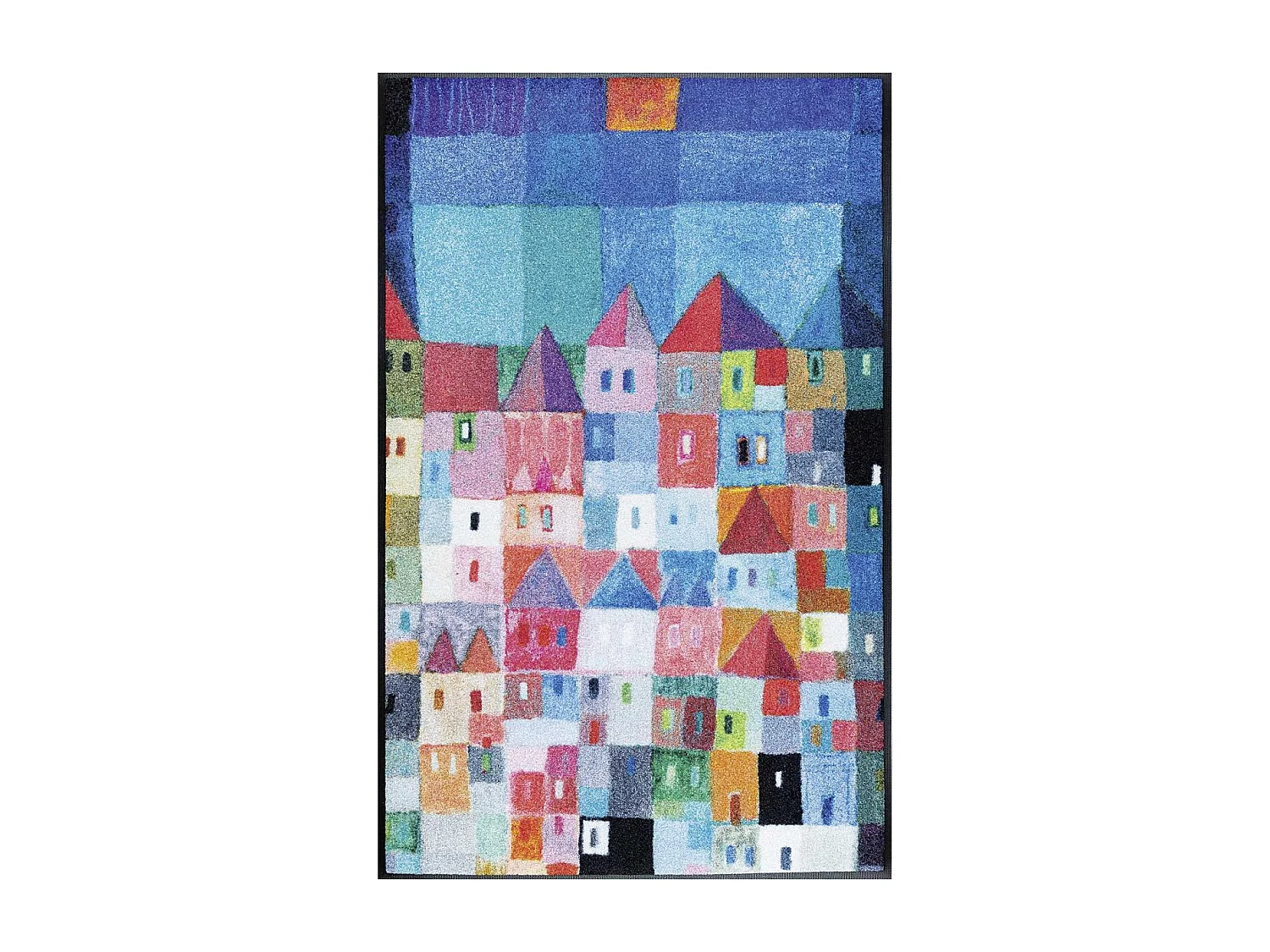 Zerbino tessuto con motivo affresco HOUSES