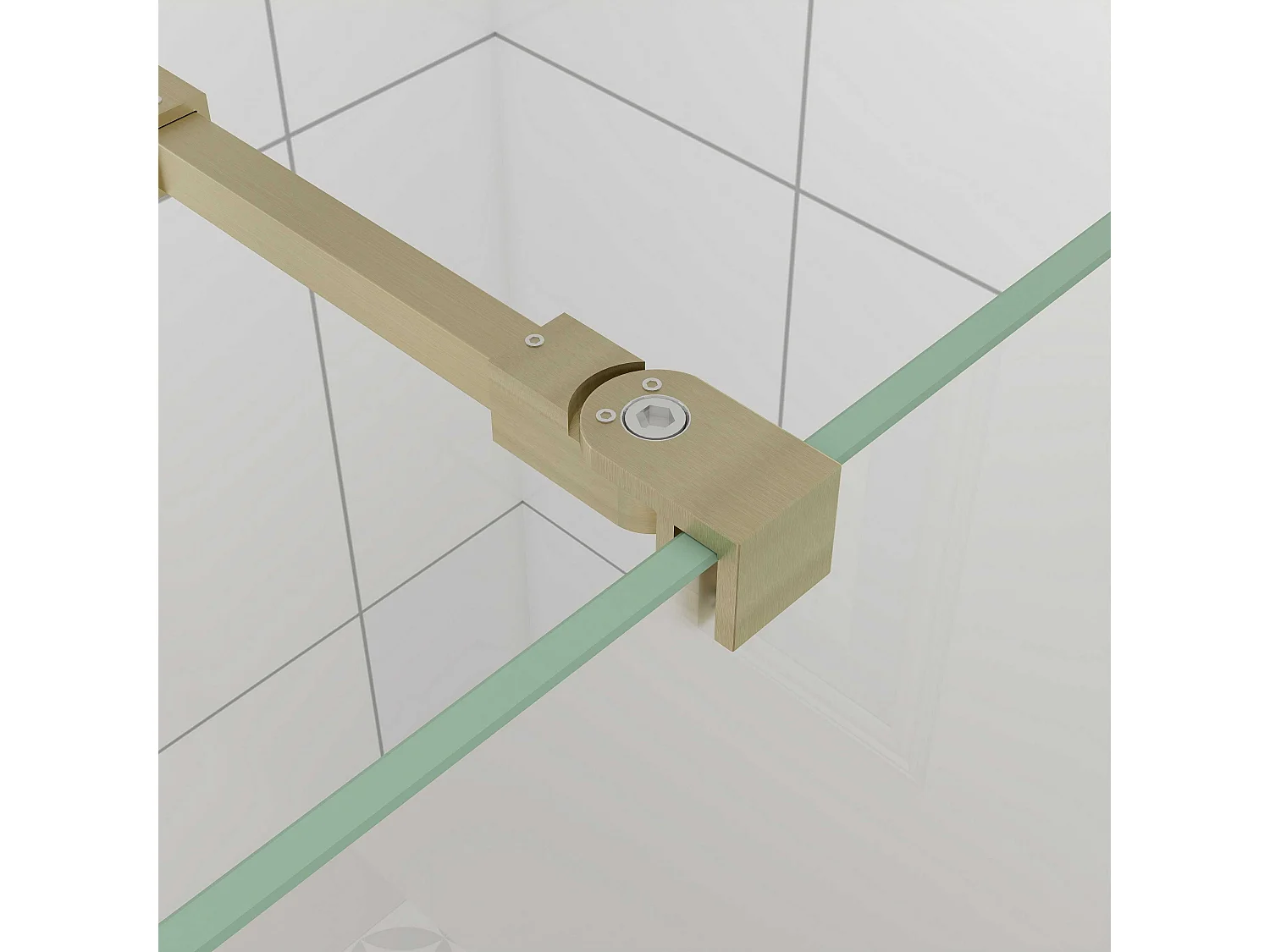 80x200cm Douchewand inloopdouche,10mm dik mat gehard glas met explosieveilige folie,stabilisatiestang 73-120cm (verstelbaar),gouden profiel.