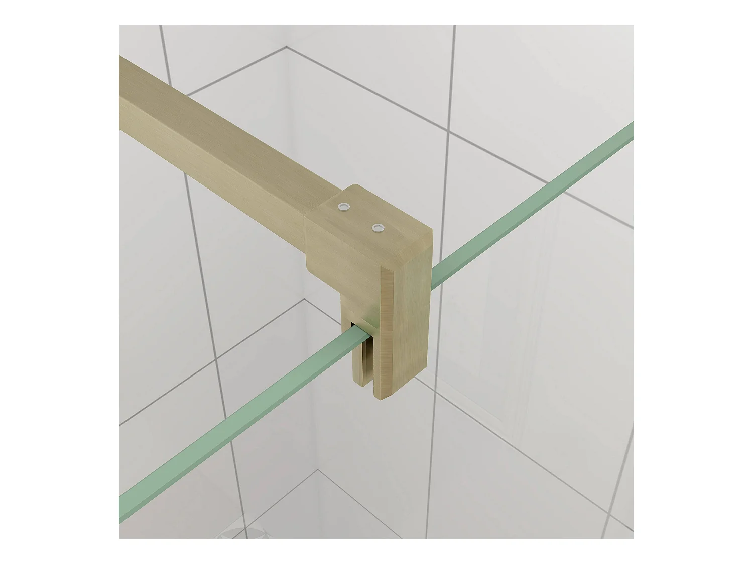 Inloopdouche-douchewand-walk in 10mm NANO EasyClean veiligheidsglas，100x200cm+F-vorm: 90 Stabilisatiestang,gouden profiel