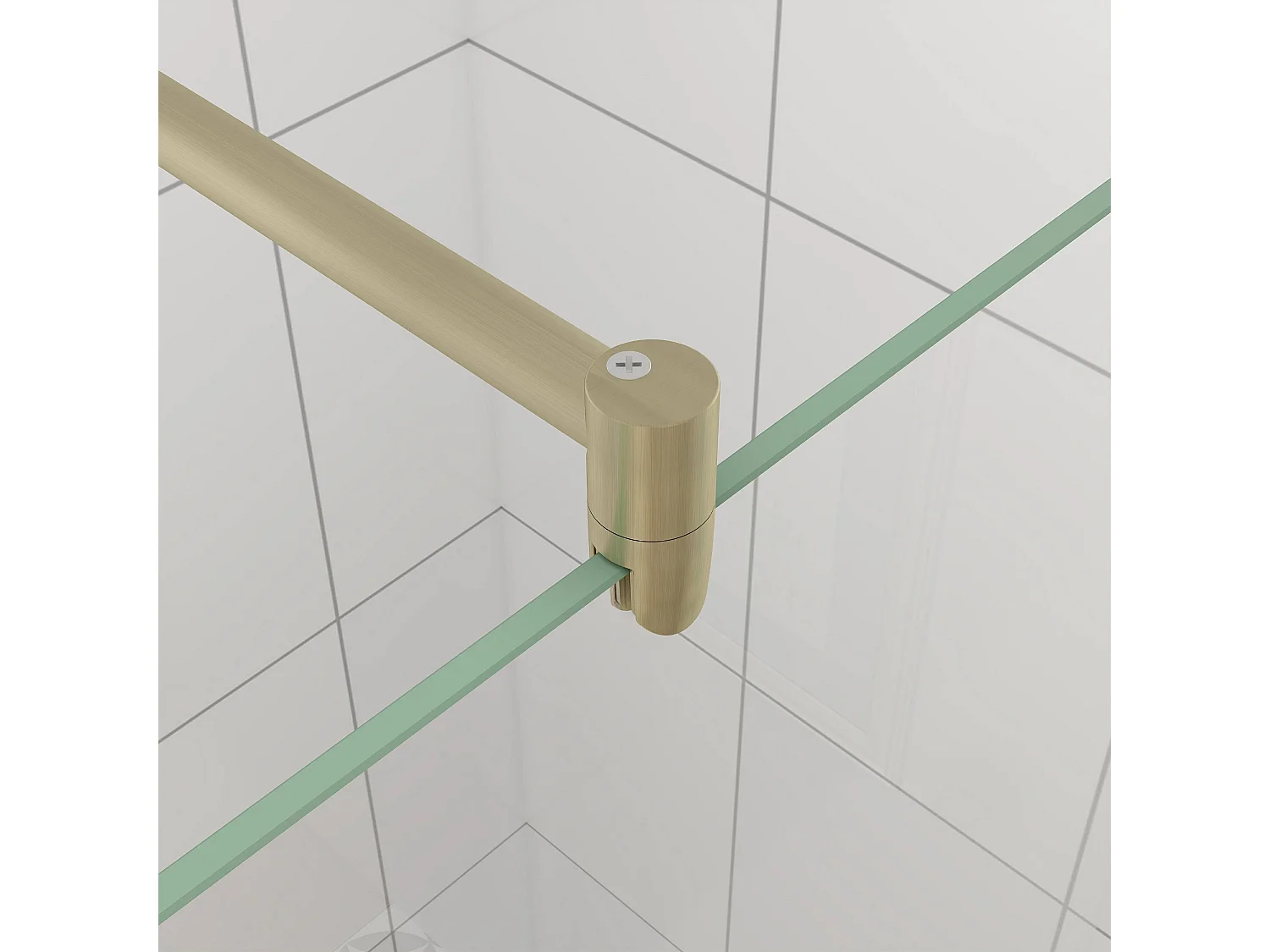 Inloopdouche-douchewand-walk in 8mm NANO EasyClean veiligheidsglas，130x200cm+70-120cm Stabilisatiestang,gouden profiel