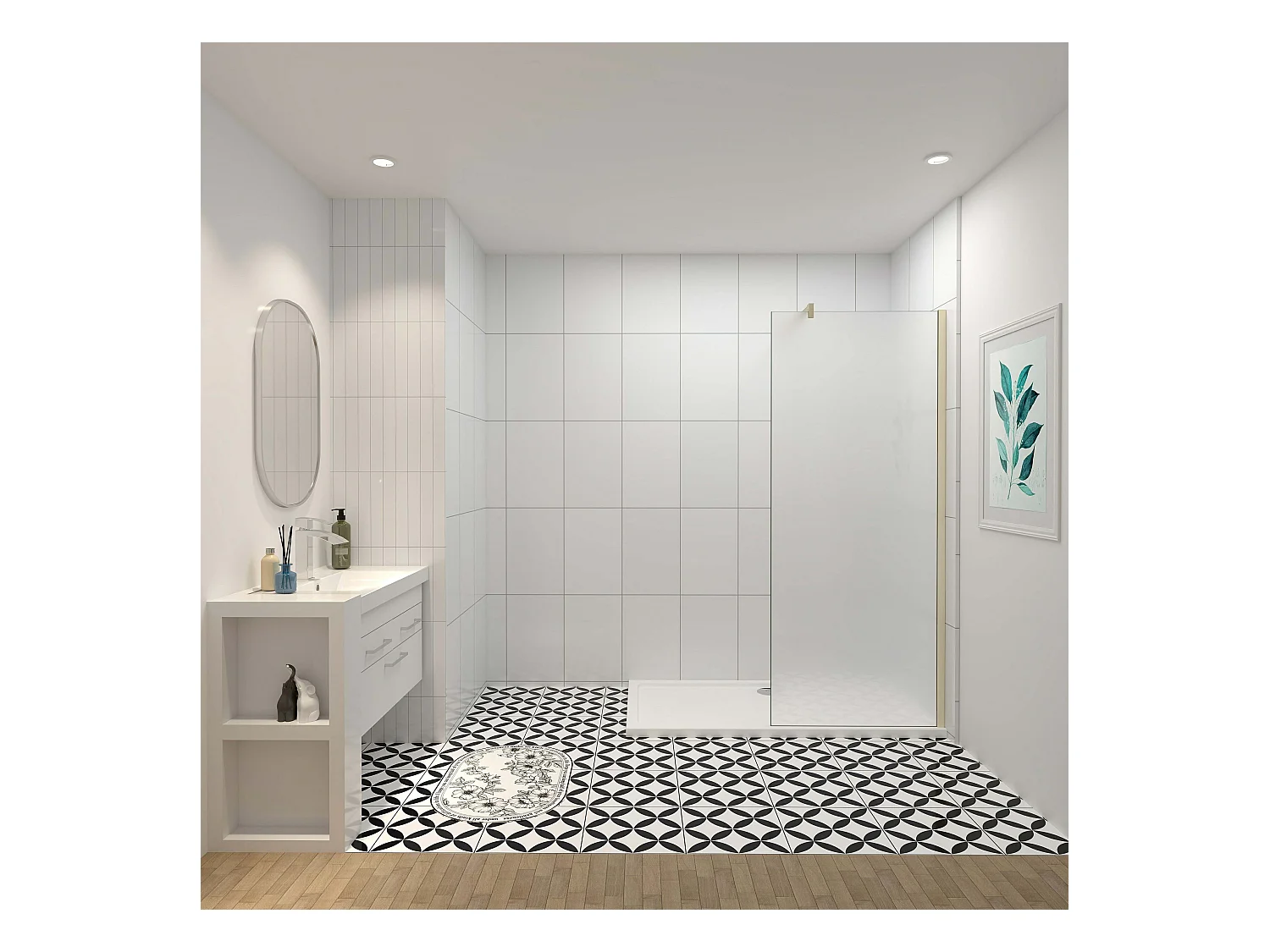 140x200cm Douchewand inloopdouche,10mm dik mat gehard glas met explosieveilige folie,stabilisatiestang 90cm (snijdbaar),gouden profiel.