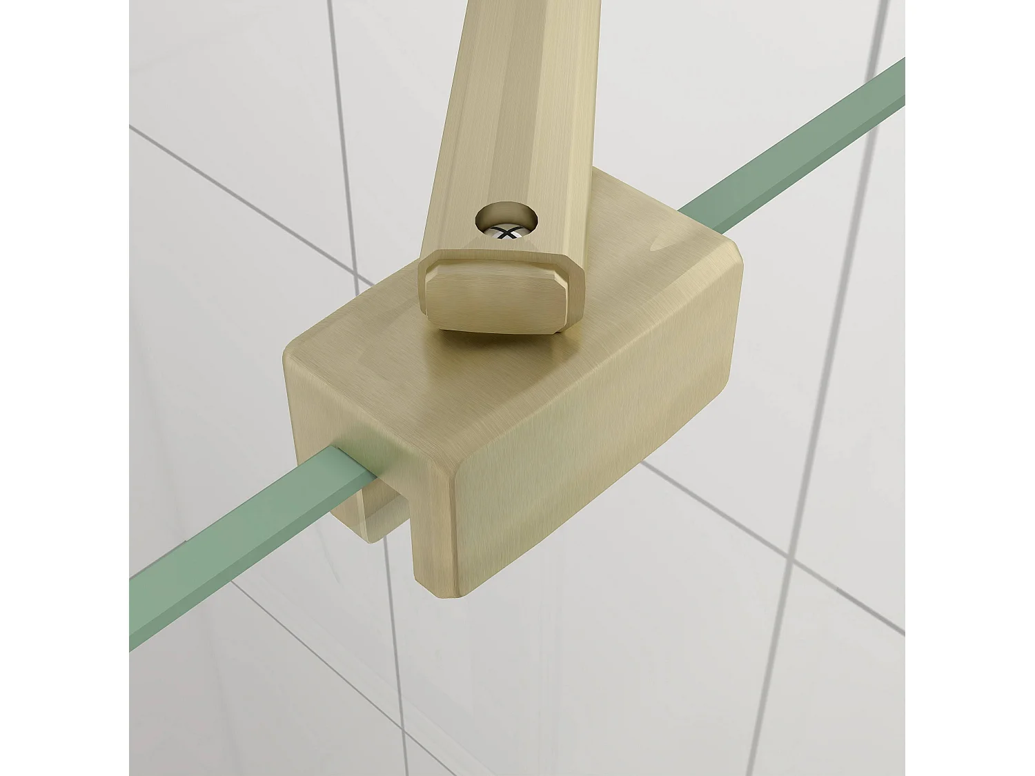 Inloopdouche-douchewand-walk in 10mm NANO EasyClean veiligheidsglas，50x200cm+50cm Stabilisatiestang,gouden profiel