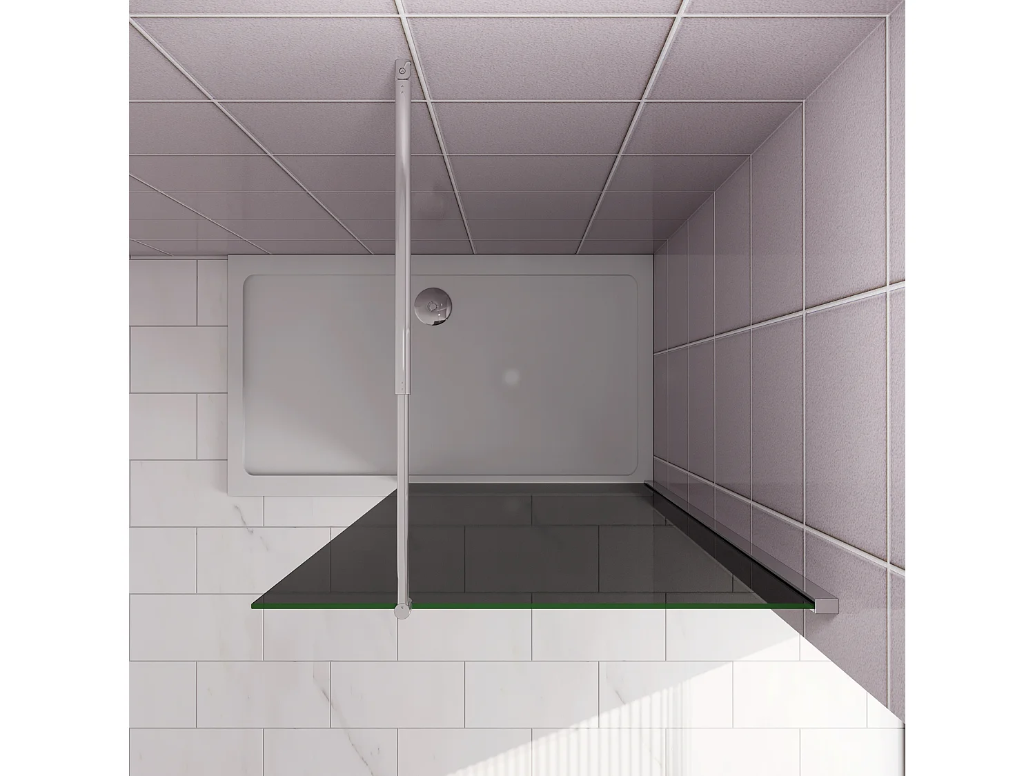 Inloopdouche 140x200cm met zwart folie,10mm NANO EasyClean veiligheidsglas,70-120cm Stabilisatiestang,glanzend chroom profiel