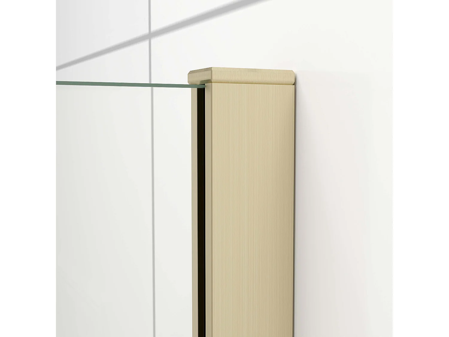 Inloopdouche-douchewand-walk in 90x200 cm,10mm midden wit gematteerd gehard glas met explosieveilige folie,gouden profiel