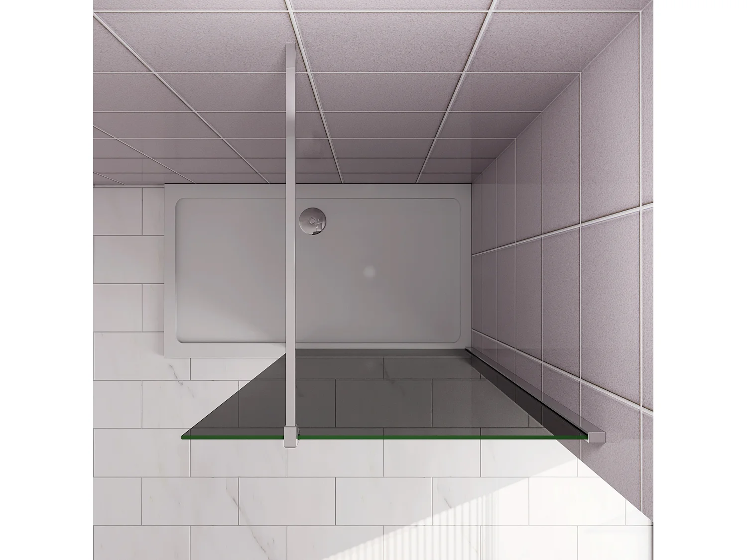 Inloopdouche met zwarte beschermfolie,80x200cm hoog,8mm EasyClean veiligheidsglas,Stabilisatiestang F-Form:90cm,glanzend chroom profiel