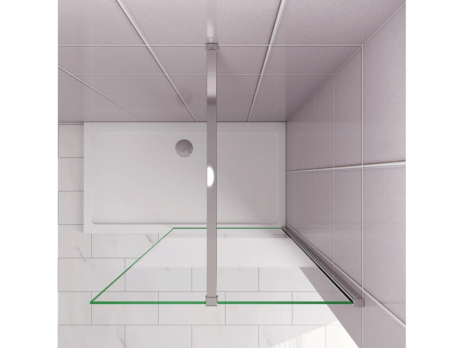 Inloopdouche-douchewand-walk in 85x200 cm,8mm midden wit gematteerd gehard glas met explosieveilige folie+N-vorm: 140 Stabilisatiestang,glanzend chroom profiel