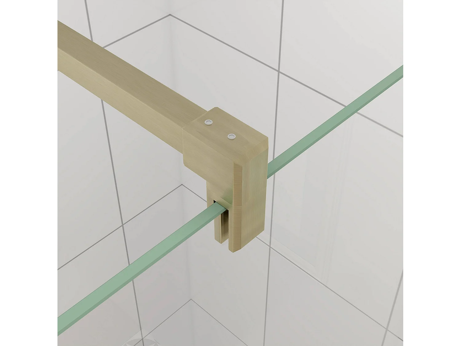 Inloopdouche-douchewand-walk in 8mm NANO EasyClean veiligheidsglas，130x200cm+F-vorm: 90 Stabilisatiestang,gouden profiel