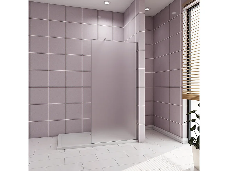 70x200cm Douchewand inloopdouche,10mm dik mat gehard glas met explosieveilige folie,stabilisatiestang 70-120cm (verstelbaar),glanzend chroom profiel