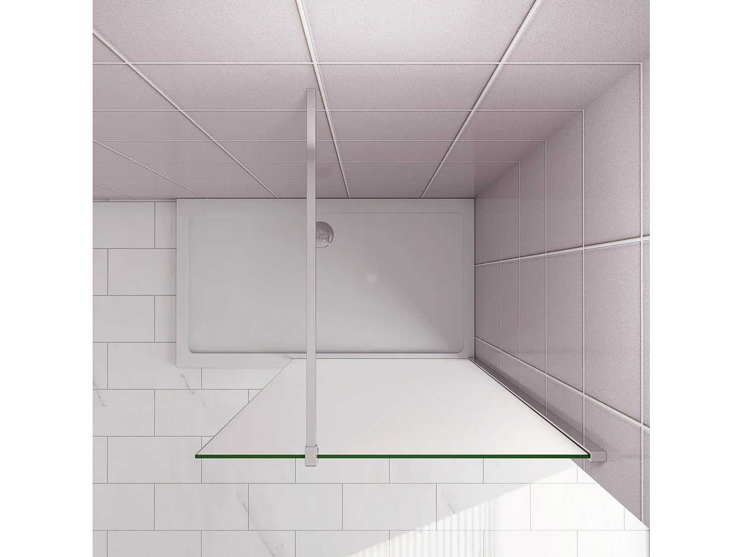 120x200cm Douchewand inloopdouche,10mm dik mat gehard glas met explosieveilige folie,stabilisatiestang 140cm (snijdbaar),glanzend chroom profiel