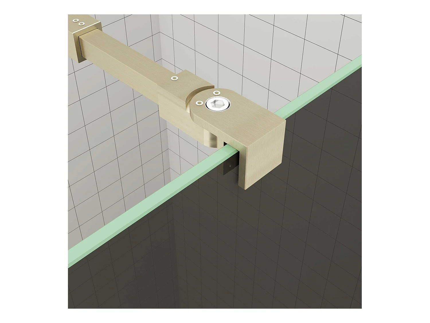 Inloopdouche goud beschermfolie,90x200cm hoog,8mm EasyClean veiligheidsglas,Stabilisatiestang 73-120cm,gouden profiel.