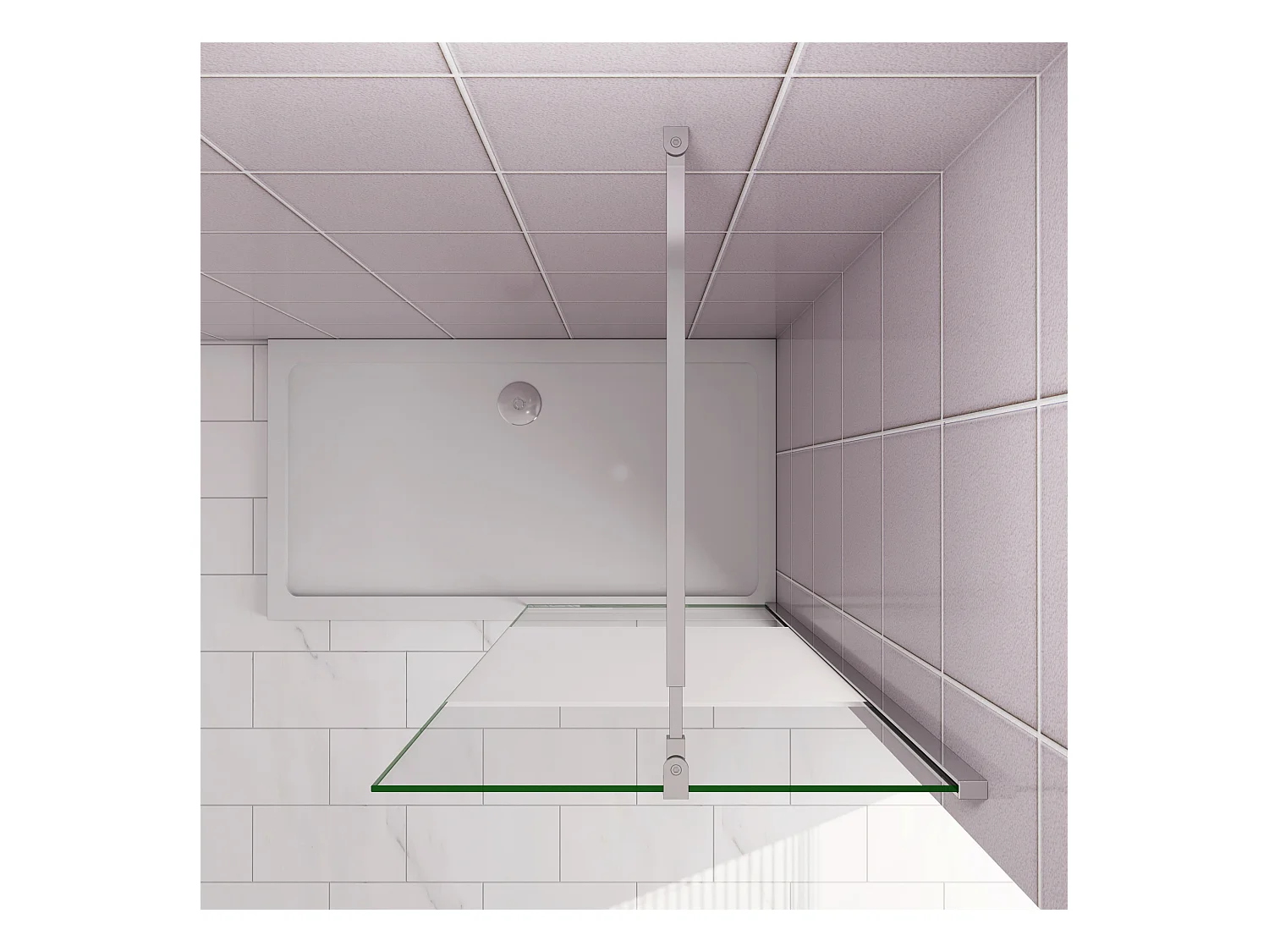 Inloopdouche-douchewand-walk in 100x200 cm,10mm midden wit gematteerd gehard glas met explosieveilige folie+73-120cm Stabilisatiestang,glanzend chroom profiel