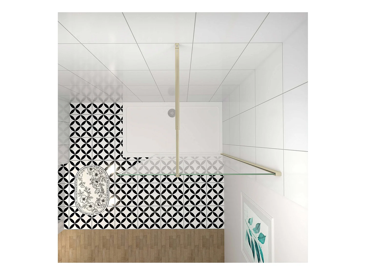 Inloopdouche-douchewand-walk in 8mm NANO EasyClean veiligheidsglas，80x200cm+70-120cm Stabilisatiestang,gouden profiel