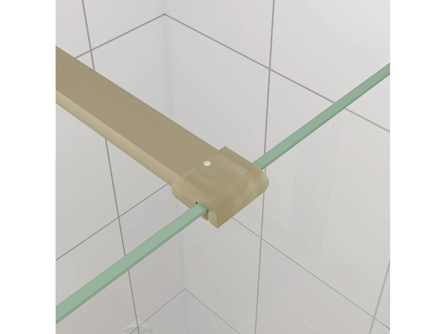 Inloopdouche-douchewand-walk in 8mm NANO EasyClean veiligheidsglas，40x200cm+N-vorm: 140 Stabilisatiestang,gouden profiel