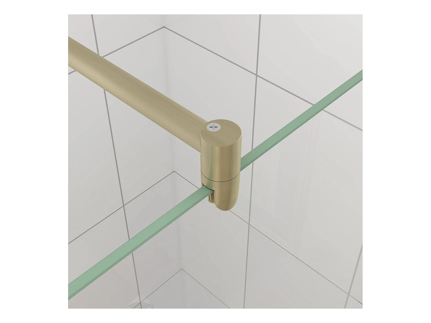 Inloopdouche-douchewand-walk in 8mm NANO EasyClean veiligheidsglas，60x200cm+70-120cm Stabilisatiestang,gouden profiel
