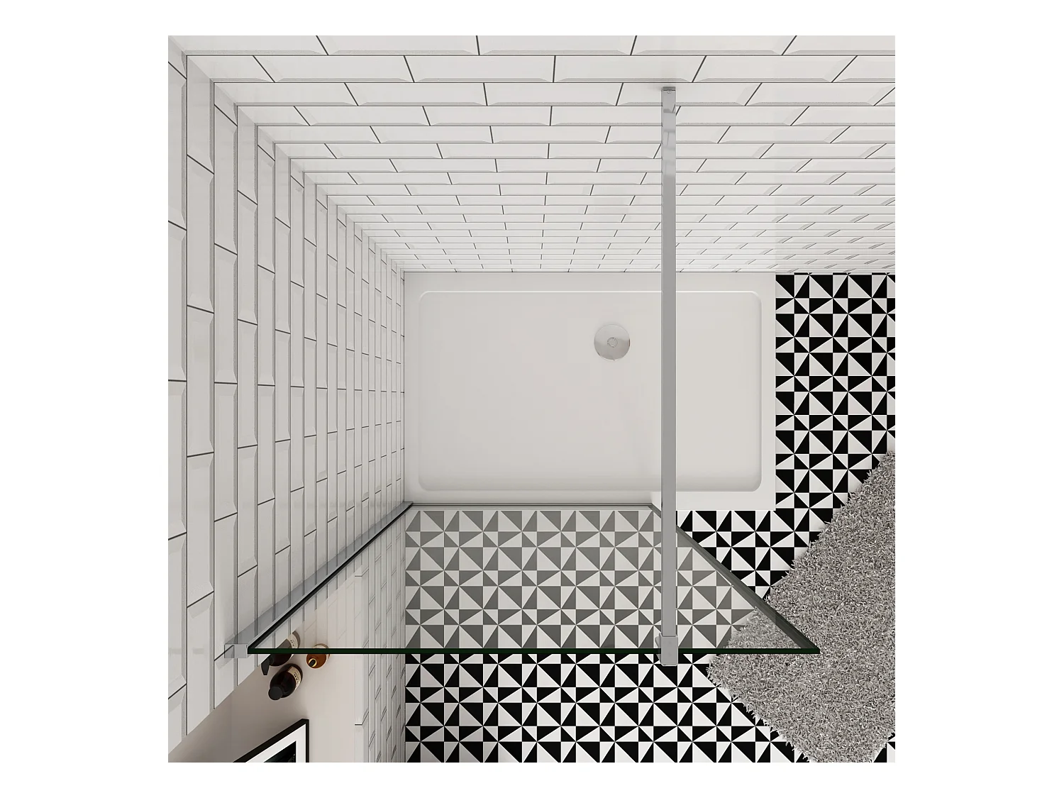 140x200cm inloopdouche-douchecabine,8mm mat zwart kader en raste gehard glas,easyclean,antikalk,stabilisatiestang 90cm(snijdbaar),glanzend chroom profiel