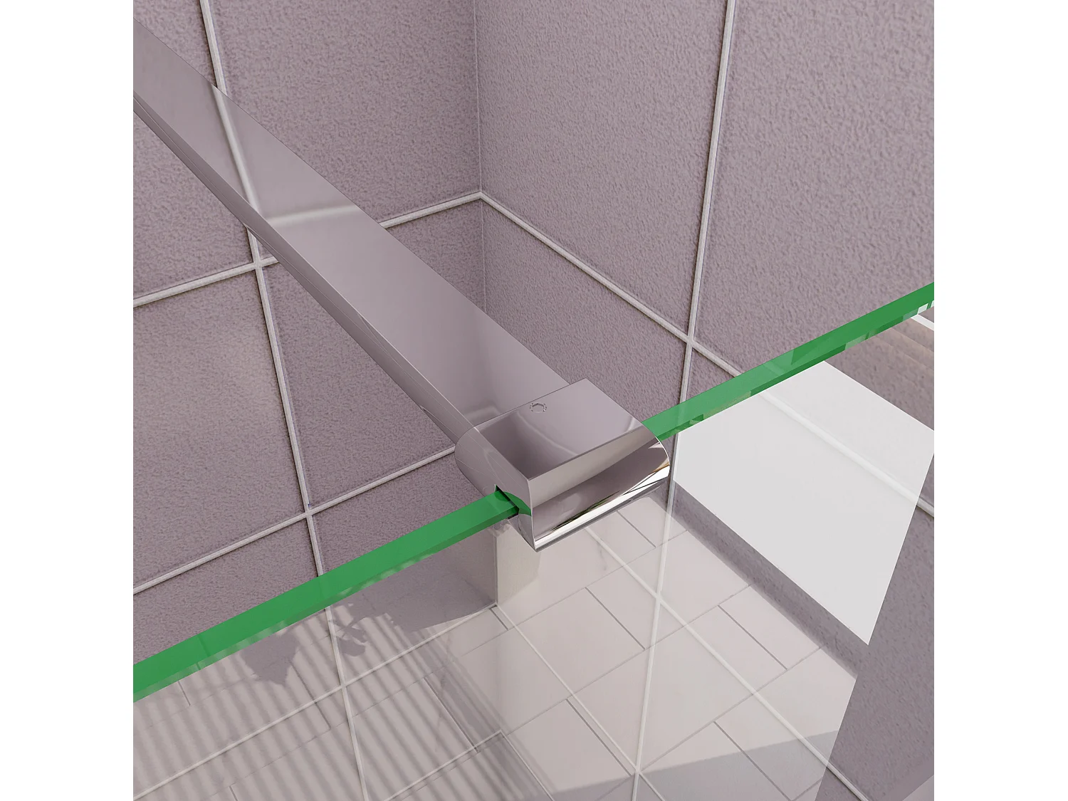 Inloopdouche-douchewand-walk in 140x200 cm,8mm midden wit gematteerd gehard glas met explosieveilige folie+N-vorm: 90 Stabilisatiestang,glanzend chroom profiel
