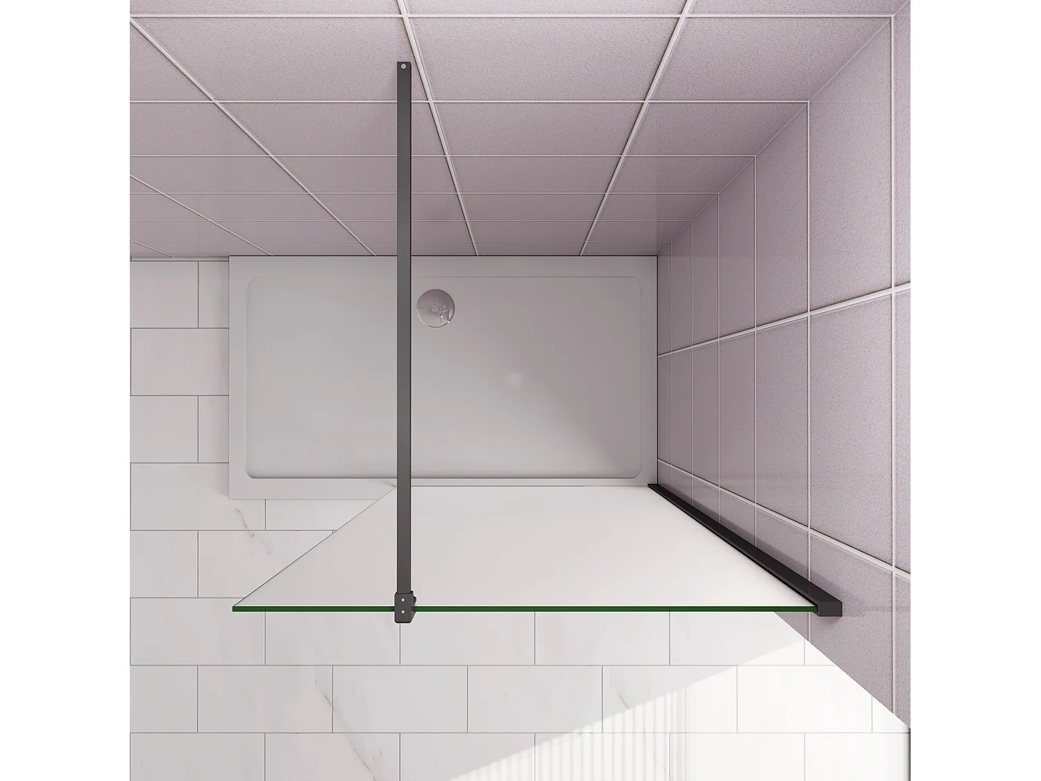 120x200cm Douchewand inloopdouche,10mm dik mat gehard glas met explosieveilige folie,stabilisatiestang 140cm (snijdbaar),mat zwart aluminium profiel.