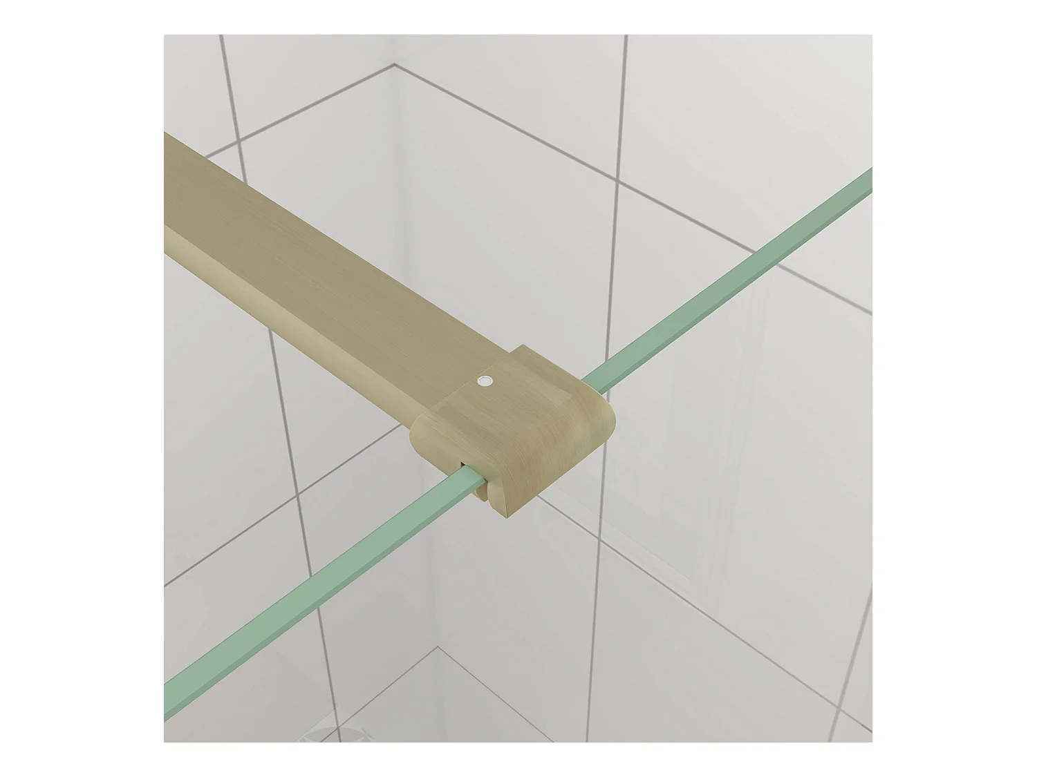 Inloopdouche-douchewand-walk in 10mm NANO EasyClean veiligheidsglas，110x200cm+N-vorm: 140 Stabilisatiestang,gouden profiel