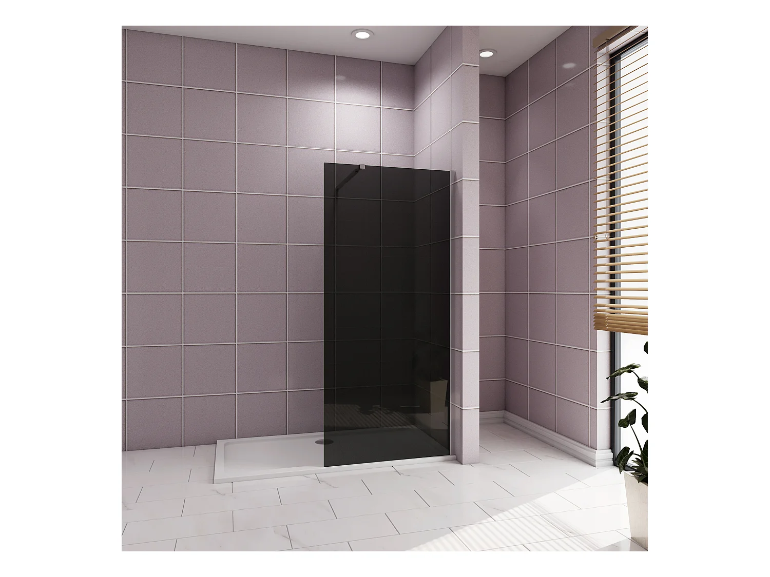 Inloopdouche met zwarte beschermfolie,100x200cm hoog,8mm EasyClean veiligheidsglas,Stabilisatiestang 73-120cm,glanzend chroom profiel