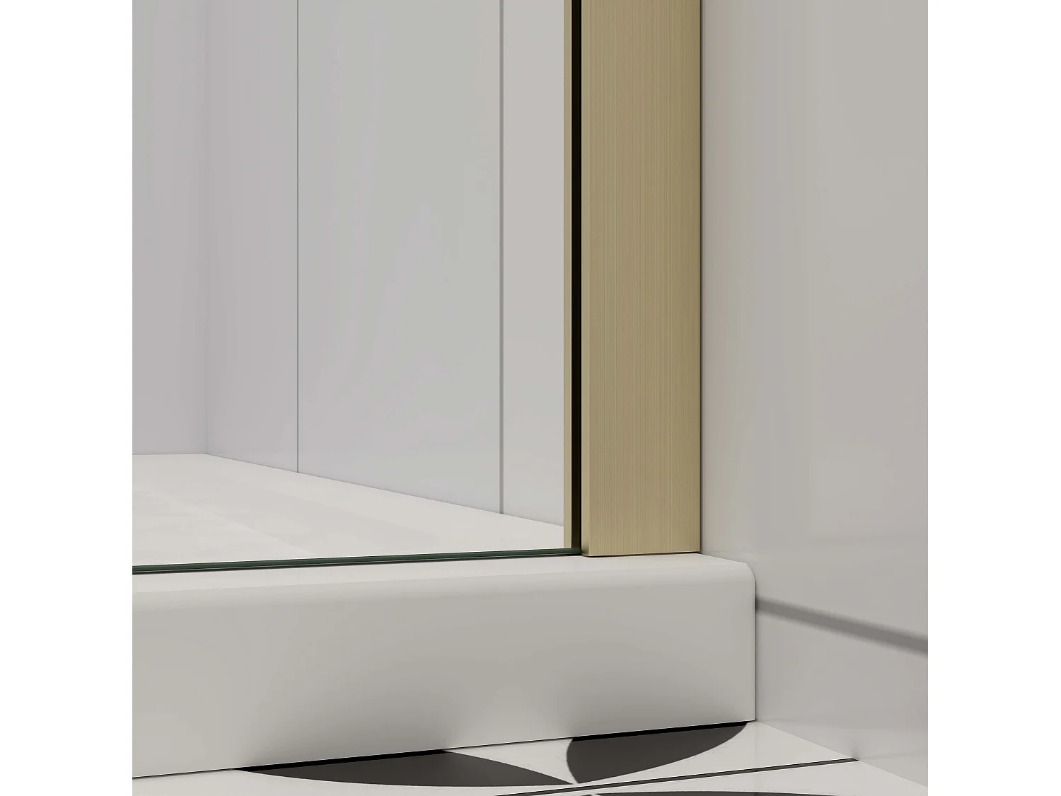 Inloopdouche-douchewand-walk in 90x200 cm,8mm midden wit gematteerd gehard glas met explosieveilige folie,gouden profiel