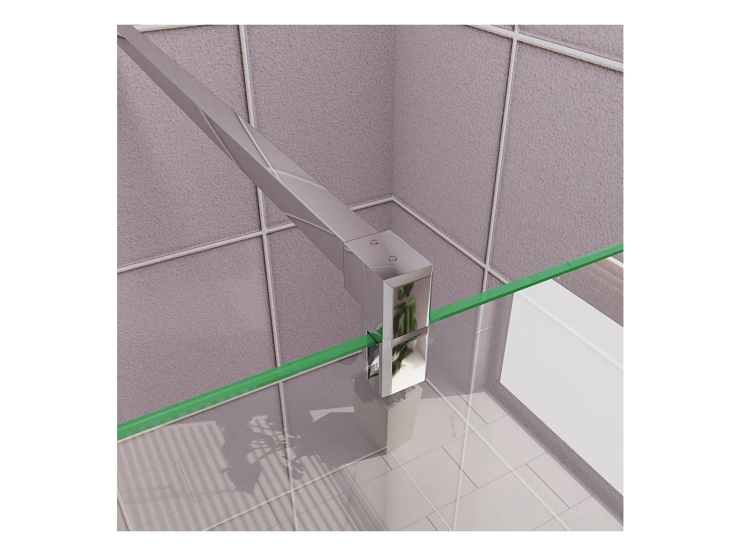 Inloopdouche-douchewand-walk in 110x200 cm,10mm midden wit gematteerd gehard glas met explosieveilige folie+F-vorm: 140 Stabilisatiestang,glanzend chroom profiel