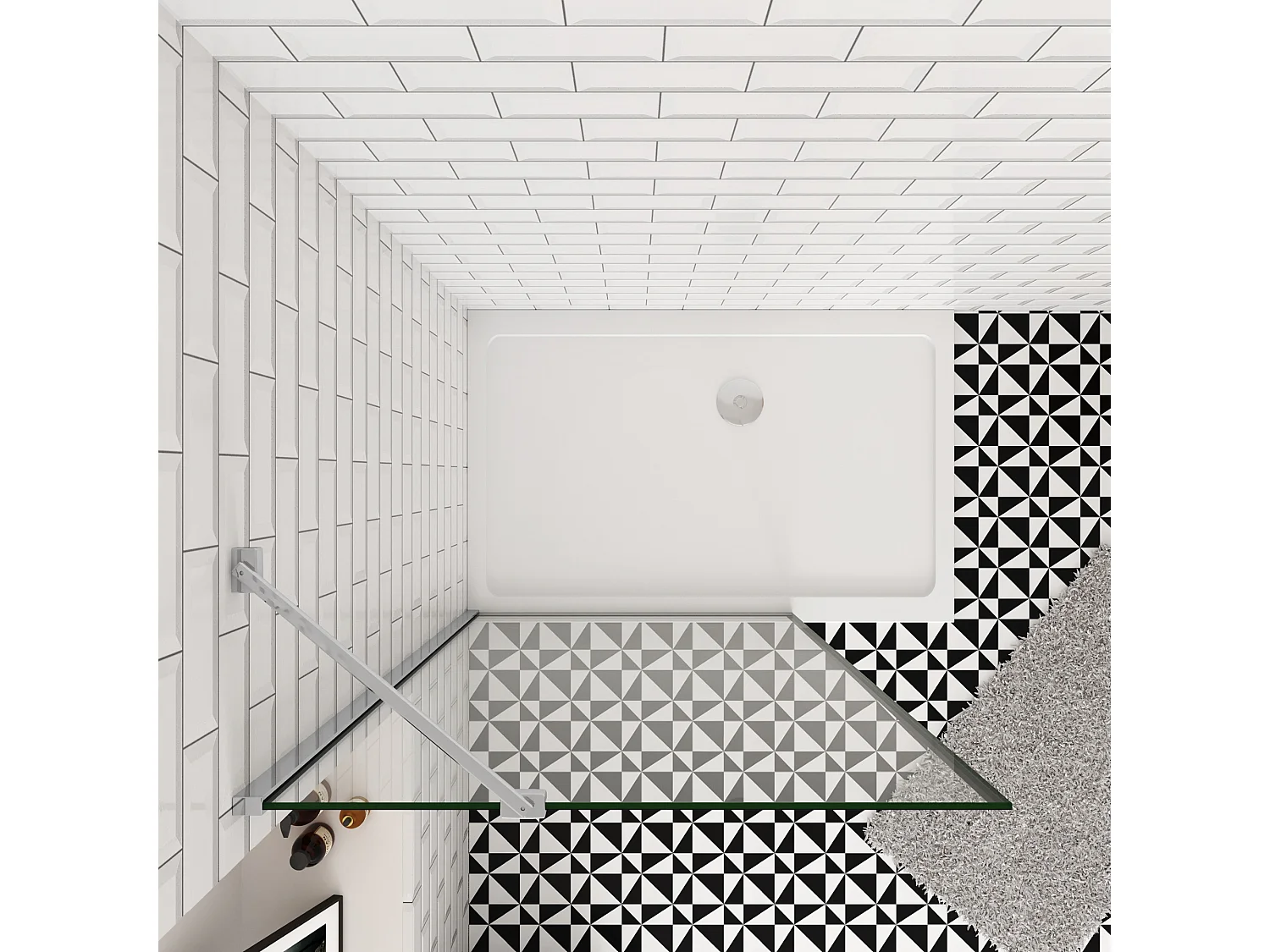 90x200cm inloopdouche-douchecabine,8mm mat zwart kader en raste gehard glas,makkelijk schoon te maken,antikalk,stabilisatiestang 45cm,glanzend chroom profiel