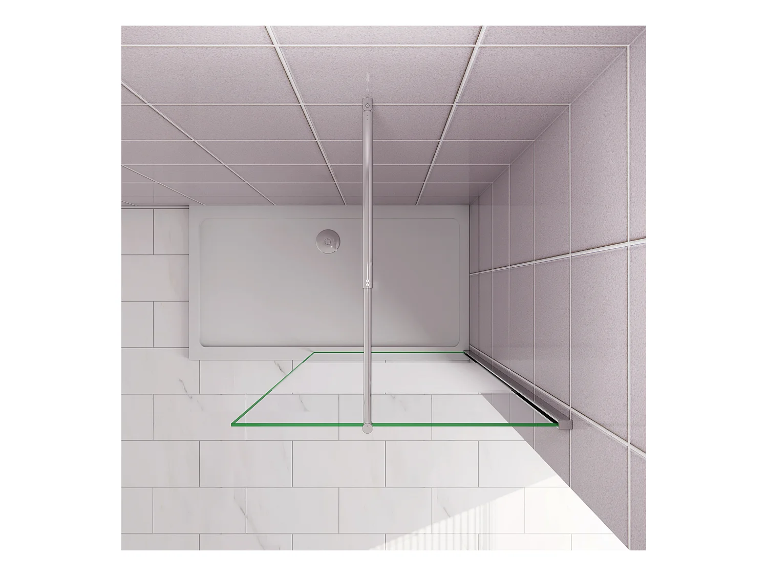 Inloopdouche-douchewand-walk in 110x200 cm,8mm midden wit gematteerd gehard glas met explosieveilige folie+70-120cm Stabilisatiestang,glanzend chroom profiel