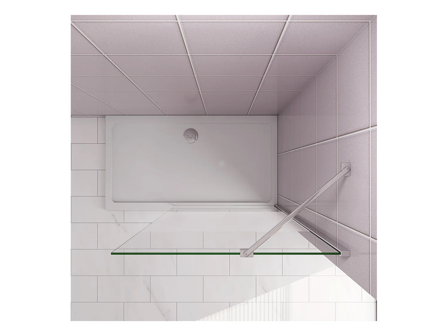 Inloopdouche-douchewand-walk in 90x200 cm,8mm midden wit gematteerd gehard glas met explosieveilige folie+45cm Stabilisatiestang,glanzend chroom profiel