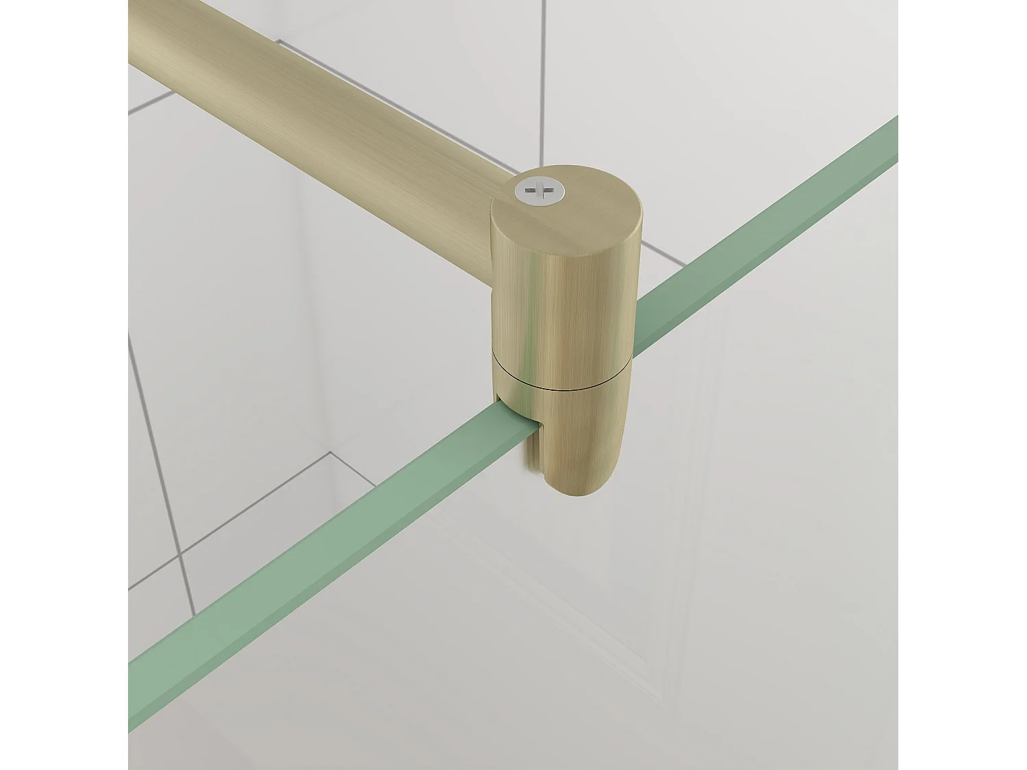 100x200cm Douchewand inloopdouche,10mm dik mat gehard glas met explosieveilige folie,stabilisatiestang 70-120cm (verstelbaar),gouden profiel.