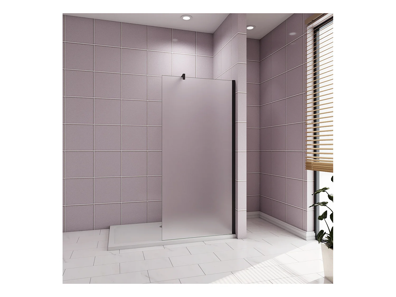 100x200cm Douchewand inloopdouche,10mm dik mat gehard glas met explosieveilige folie,stabilisatiestang 140cm (snijdbaar),mat zwart aluminium profiel.