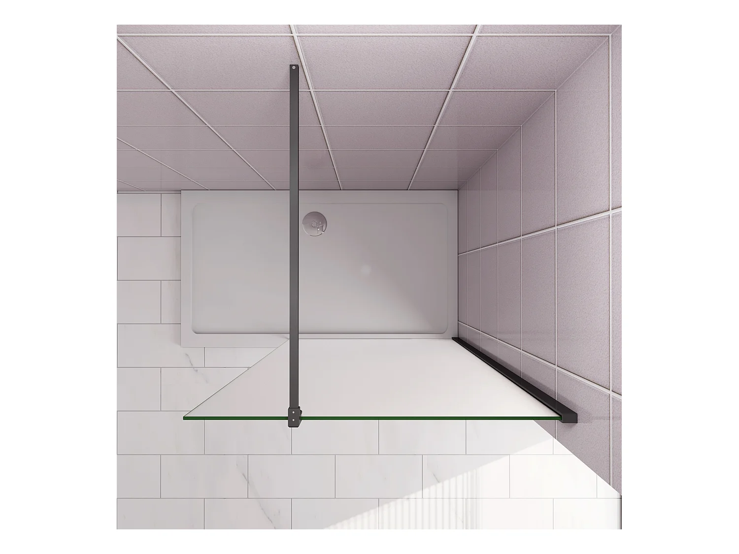 100x200cm Douchewand inloopdouche,10mm dik mat gehard glas met explosieveilige folie,stabilisatiestang 140cm (snijdbaar),mat zwart aluminium profiel.