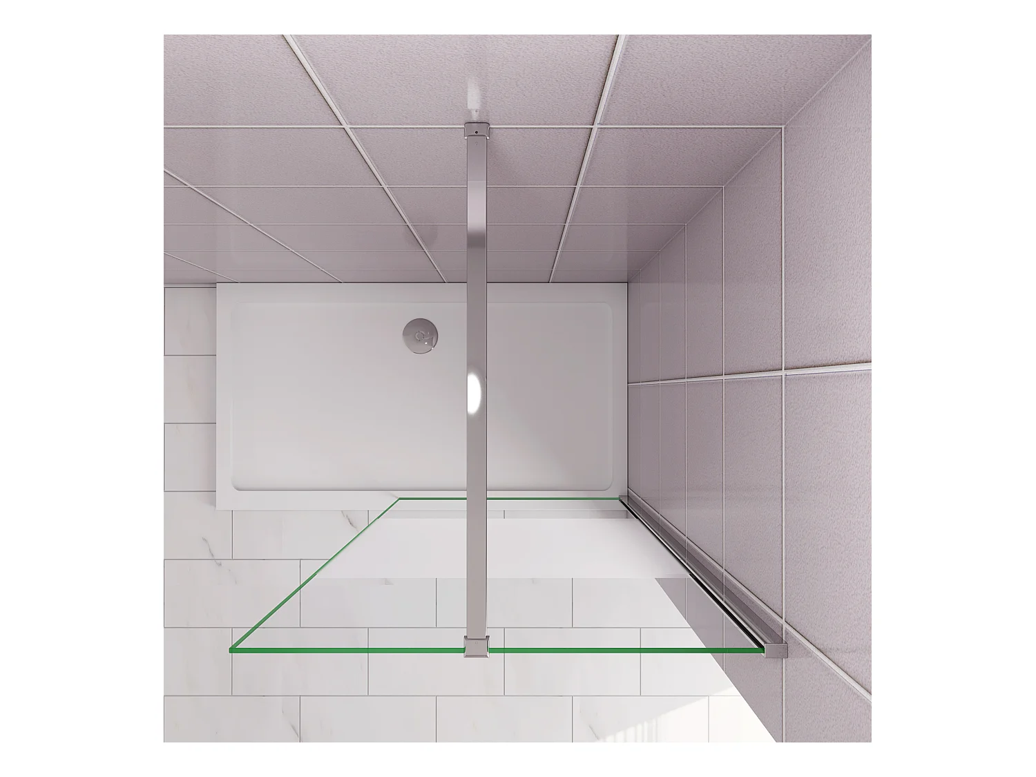 Inloopdouche-douchewand-walk in 90x200 cm,10mm midden wit gematteerd gehard glas met explosieveilige folie+N-vorm: 90 Stabilisatiestang,glanzend chroom profiel