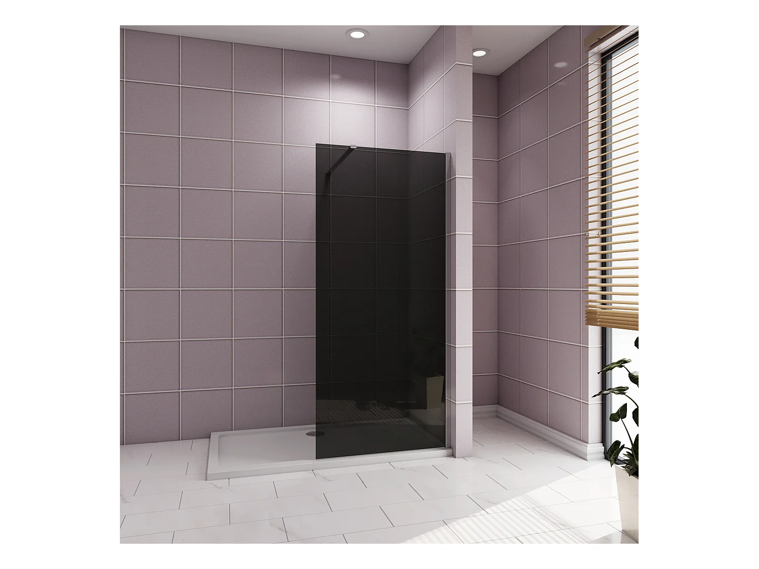 Inloopdouche met zwarte beschermfolie,100x200cm hoog,8mm EasyClean veiligheidsglas,Stabilisatiestang N-Form:90cm,glanzend chroom profiel