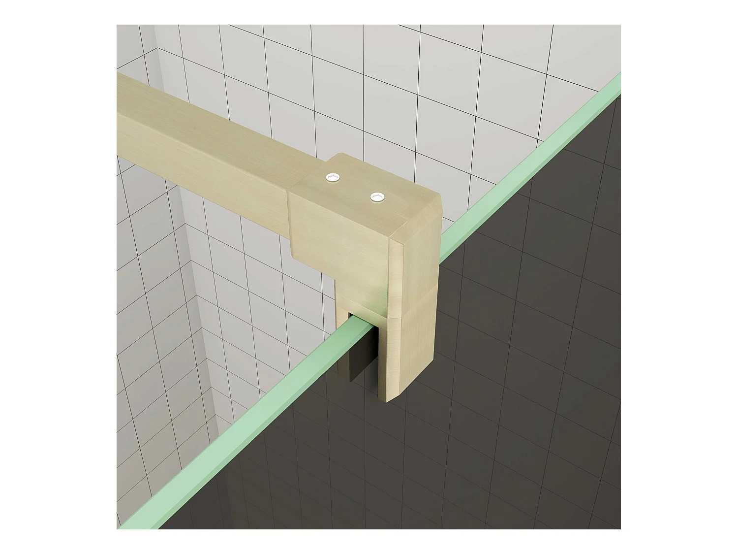 Inloopdouche 120x200cm met zwart folie,10mm NANO EasyClean veiligheidsglas,F-vorm: 90cm Stabilisatiestang,gouden profiel.