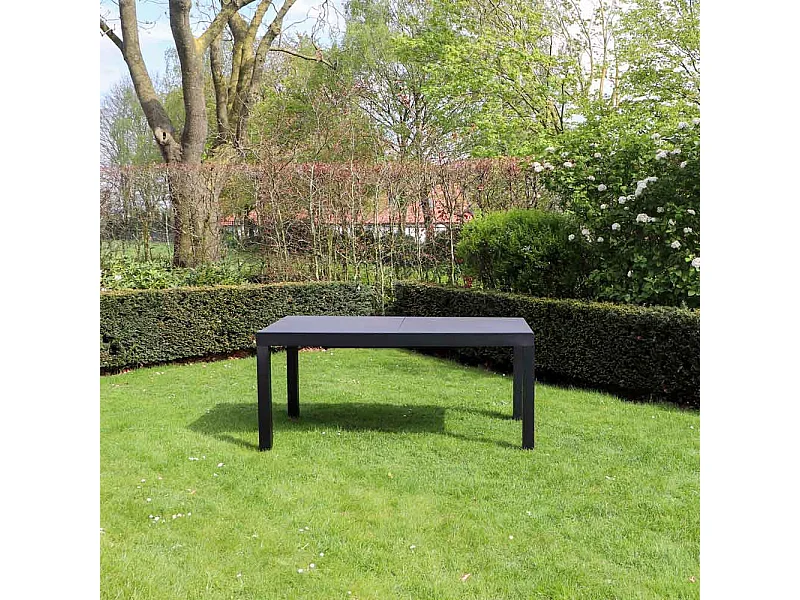 Table HPL Star 6/10 personnes structure aluminium noire, plateau HPL gris