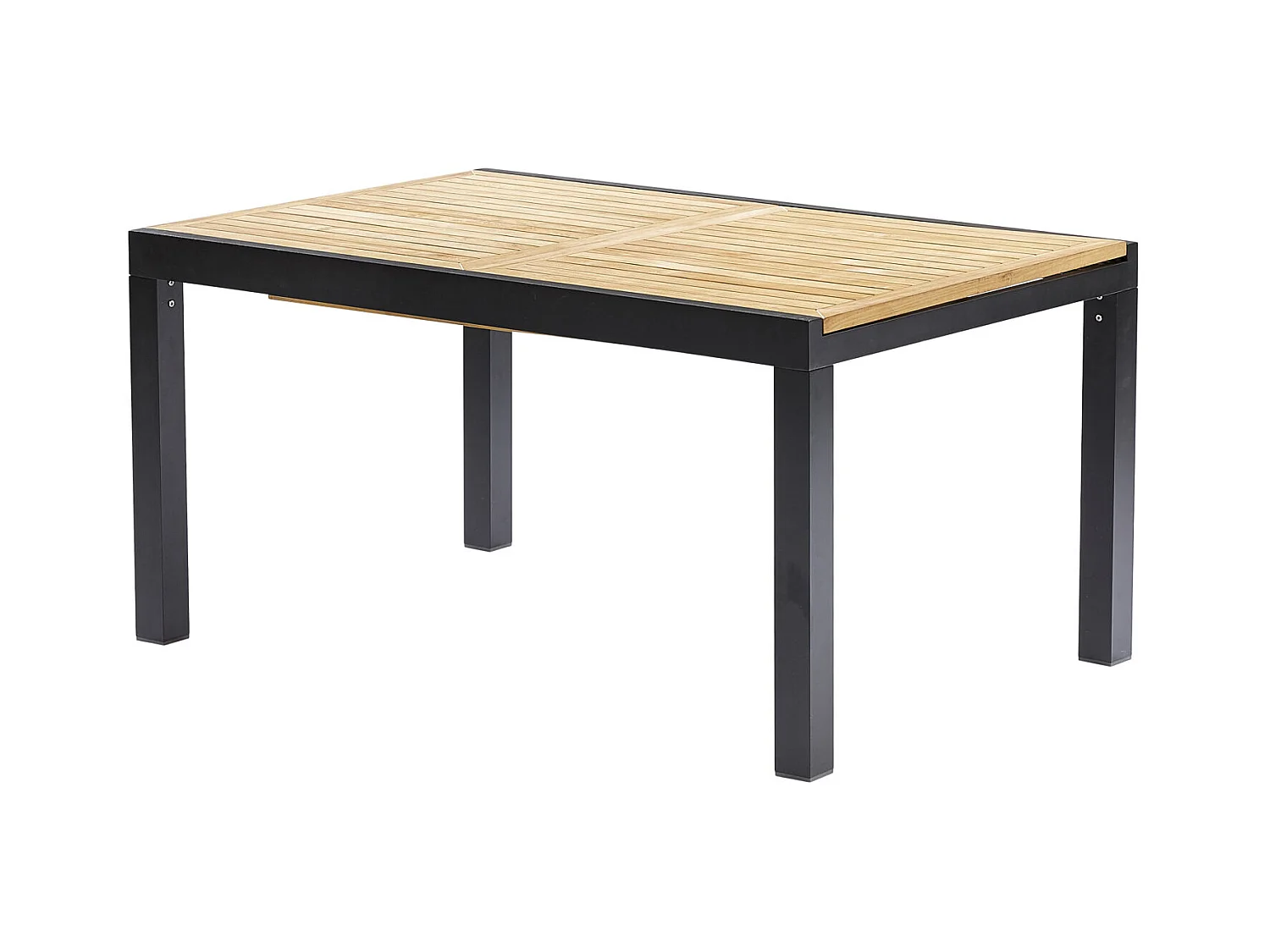 Table BALIteck 6/10 personnes structure aluminium noire, plateau en lame de Teck