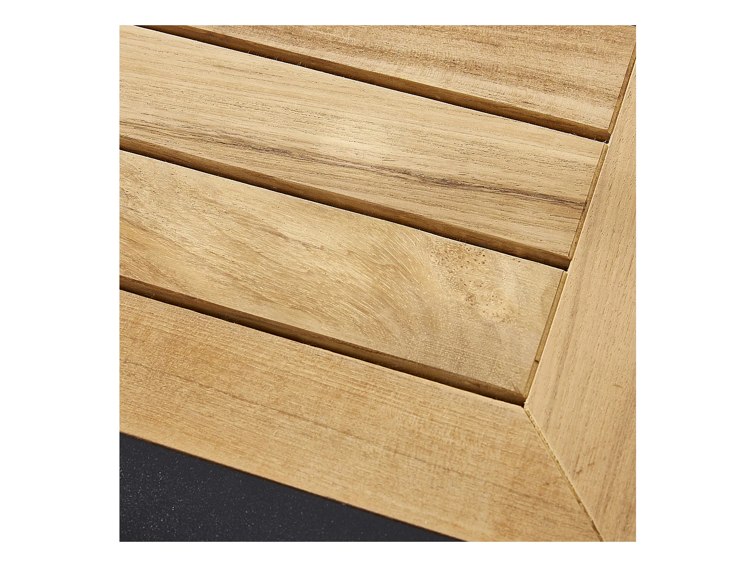 Table BALIteck 6/10 personnes structure aluminium noire, plateau en lame de Teck