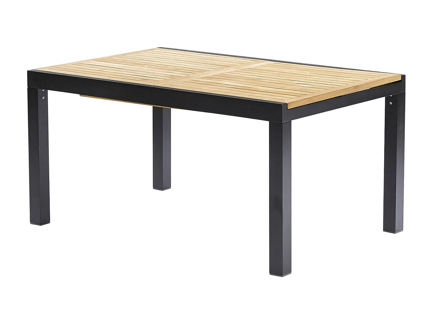 Table BALIteck 6/10 personnes structure aluminium noire, plateau en lame de Teck
