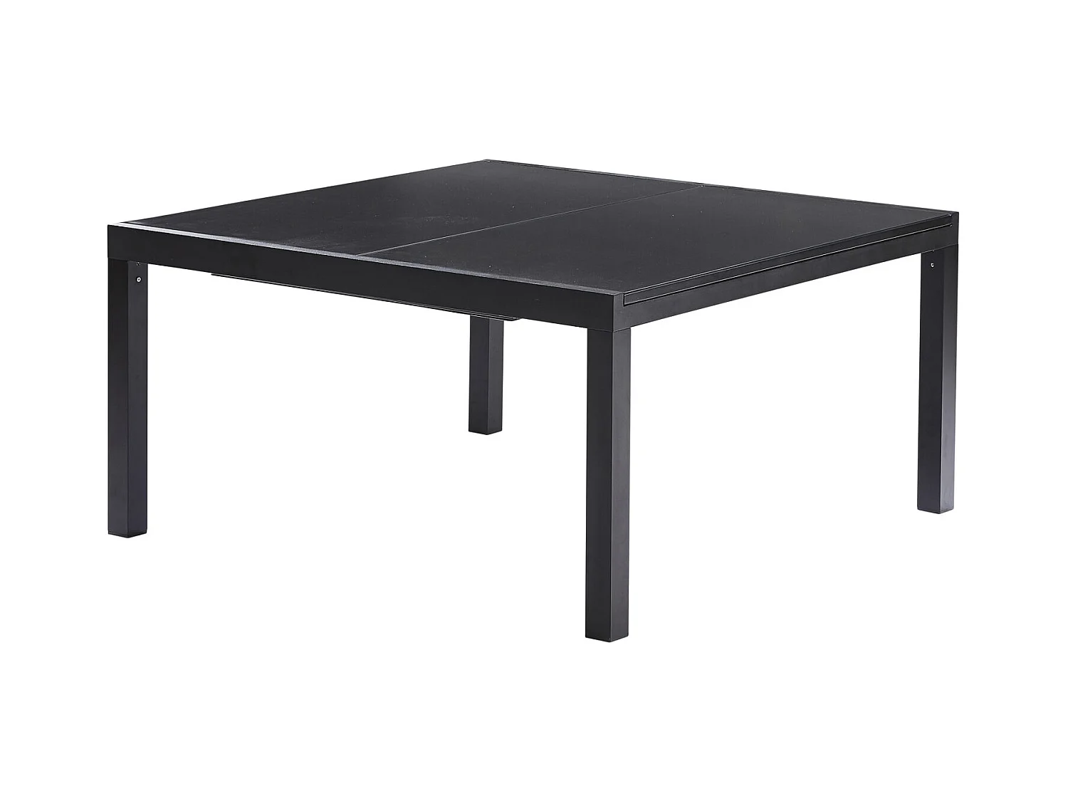 Table BlackStar 8/12 personnes structure noire, plateau en verre poli noir