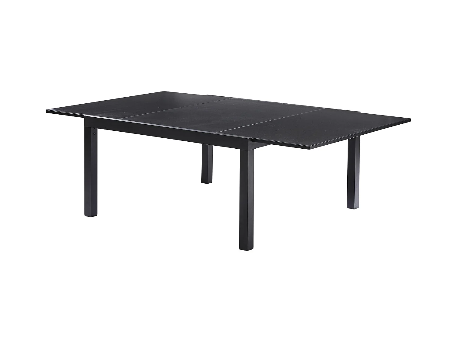 Table BlackStar 8/12 personnes structure noire, plateau en verre poli noir