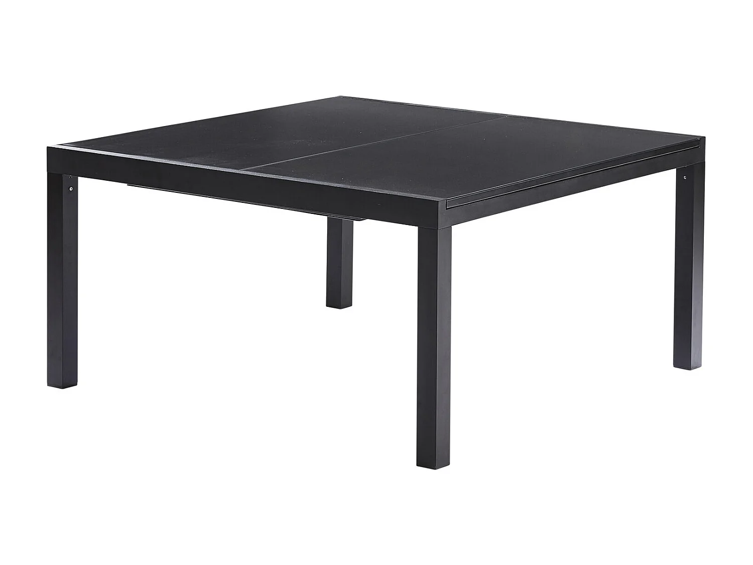 Table BlackStar 8/12 personnes structure noire, plateau en verre poli noir