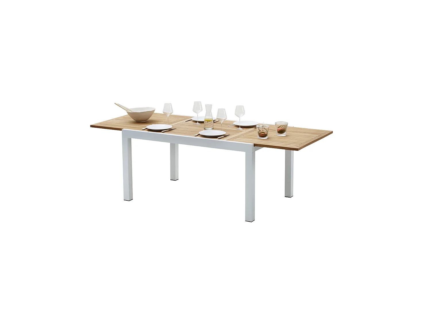 Table de jardin aluminium  teck blanc 6/10P  extensible BALITECK