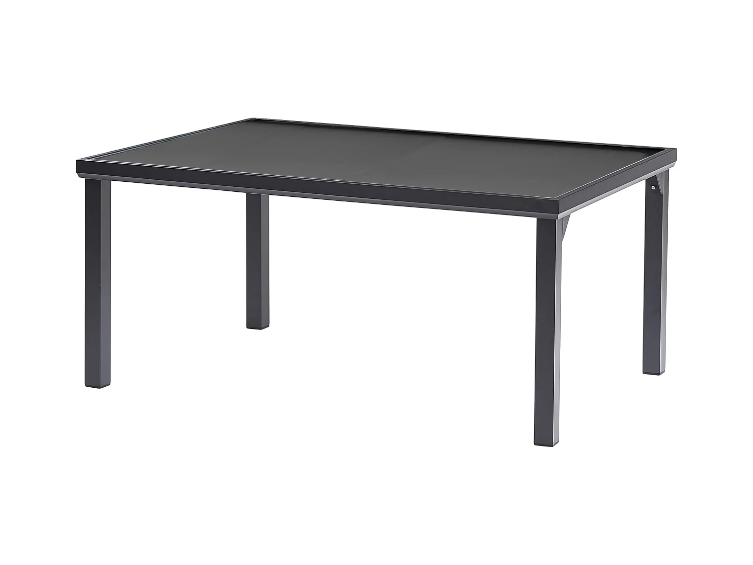 Table BlackEdition 6 places structure en aluminium noire et verre trempé opaque